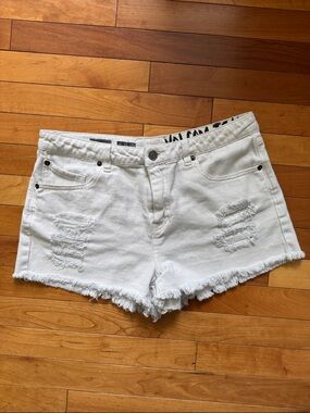 Volcom White Distressed Denim Cutoff Shorts